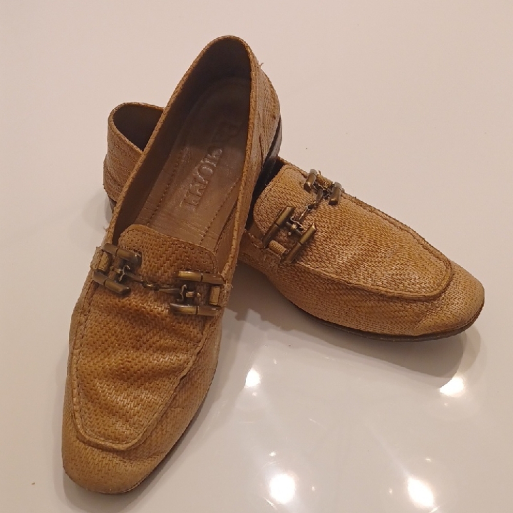 Cesare Paciotti Tan Suede Loafers with Metallic Buckle